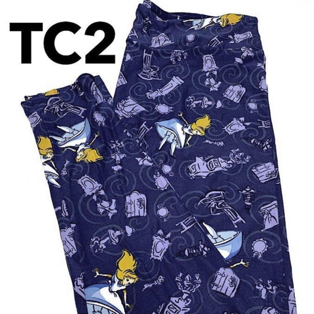 NWT Lularoe TC2 Leggings Navy Disney Alice Wonder